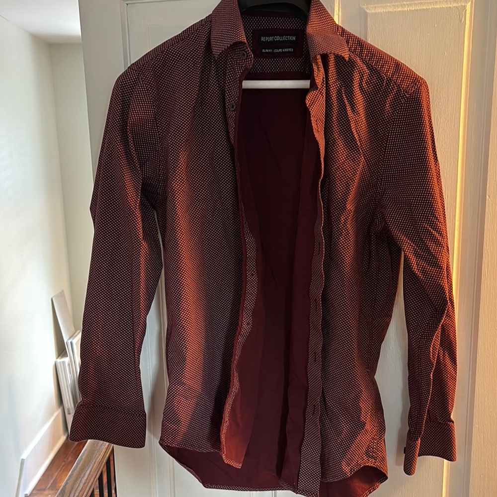 Report Collection Burgundy Button Down Shirt